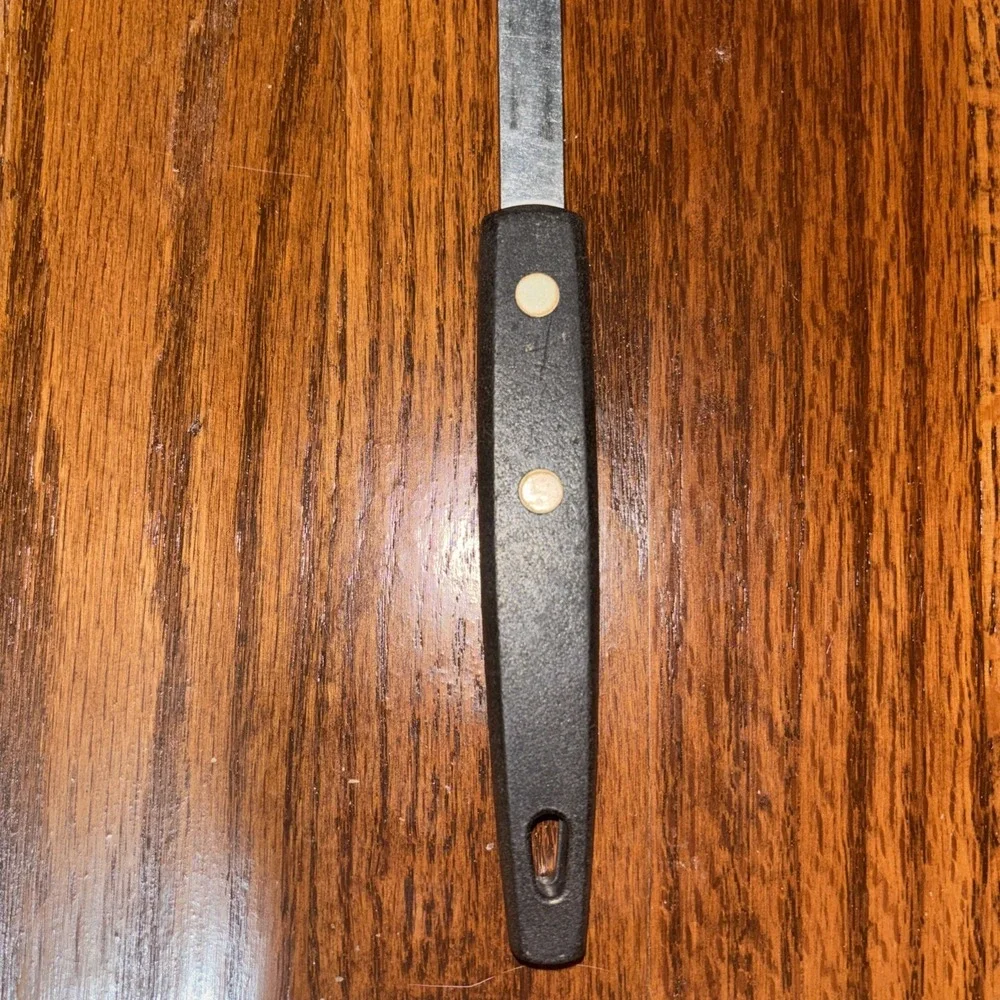 Vtg Ekco Forge Meat Fork Carving Serving 11.5 Black Riveted Handle Stainless USA